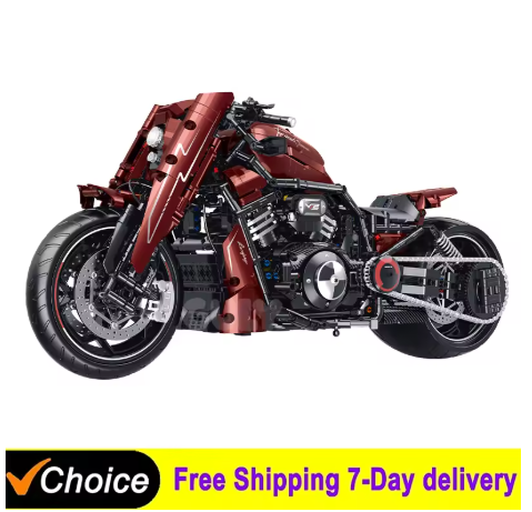 Set Balok Bangunan Motor Balap Gelap Teknologi Skala 1:5, Model Motor Klasik Modifikasi, Pajangan Meja, Hadiah, Mainan Anak-anak