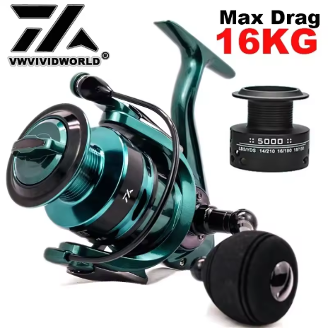 VWVIVIDWORLD, Kualitas Tinggi, Gelas Ganda, Reel Pancing, Rasio Gear Paduan, Kecepatan Tinggi, Reel Putar, Reel Lempar, Reel Memancing Ikan Karper Laut