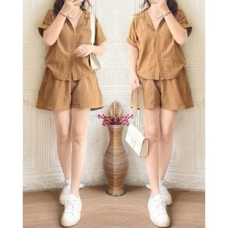 Lanie One Set Korea Style OOTD Pantai Setelan Wanita Kekinian dengan Desain Modern dan Nyaman untuk Musim Panas Baju Celana - COKSU, ALL SIZE