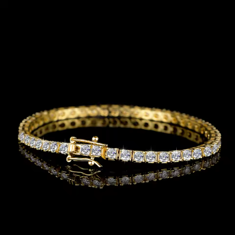 Gelang tenis mewah 100% emas asli 18K untuk pria dan wanita dengan berlian dan moissanite, gelang moissanite 2,5 mm, warna D.