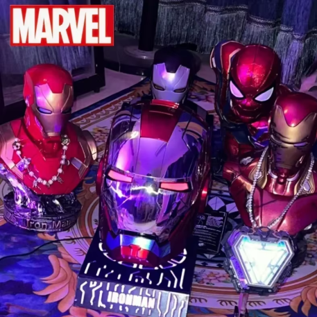 Helm Iron Man Elektronik Mk5 Skala 1:1 dengan Kontrol Suara Otomatis, Versi Avengers Mk7/Mk5, Cosplay dengan Lampu LED, Mainan Helm Iron Man, Hadiah