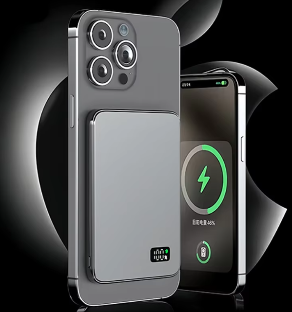 Power Bank MagSafe Super Tipis, Pengisian Cepat Nirkabel Magnetik, Dengan Layar LED, Kompatibel dengan iPhone, Ponsel Samsung, dan AirPods