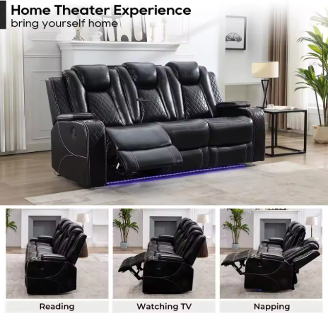 Sofa kursi malas elektrik TODRANI dengan fitur zero gravity, dilengkapi pengisi daya nirkabel, lampu lantai LED, lampu baca, meja tarik (drop-down), serta port USB/Type-C (070).