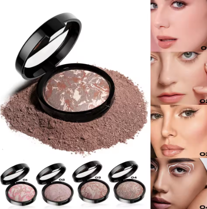 Bedak Padat Setting Relief, tersedia 3 warna, matte untuk wajah, tahan lama untuk riasan.