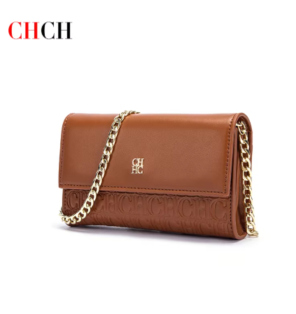 CHCH Tas Bahu Wanita, Model Baru, Tas Penutup Magnet dengan Rantai, Tas Kecil Kotak Warna Cokelat, Dompet.