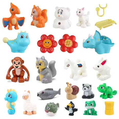 Blok bangunan ukuran besar, model hewan dan seri dinosaurus model baru terlaris, kompatibel dengan mainan Duplo, cocok untuk anak-anak dan bayi.