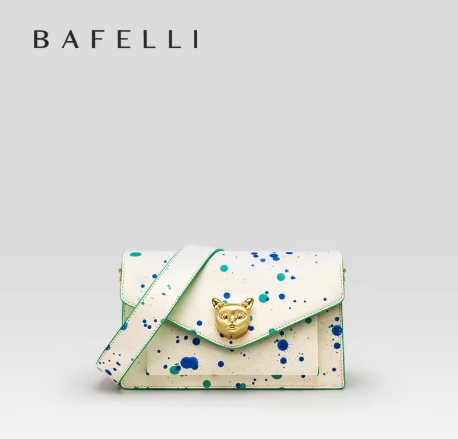 BAFELLI 2025 Tas Bahu Wanita Fashionable dan Mewah, Tas Kulit Asli dengan Penutupan Flap, Model Musim Panas dengan Desain Kucing, Tas Tangan Desainer Asli.