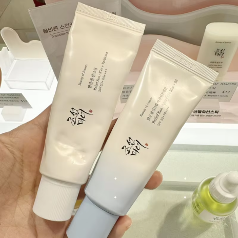 Sunscreen Korea dengan ekstrak beras dan probiotik, pelembap wajah yang lembut, 50ml.