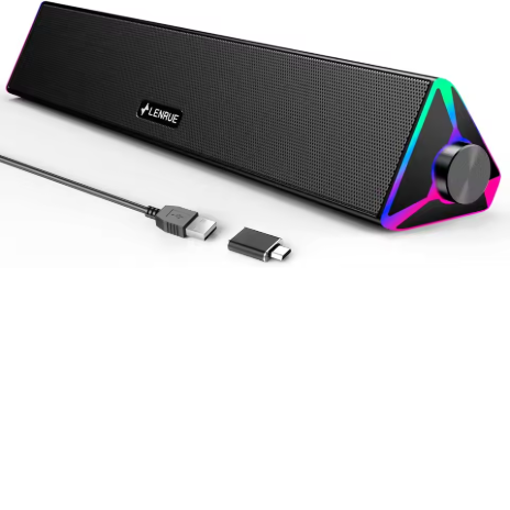 Speaker Desktop untuk Game dan Laptop, Mendukung Daya USB, Stereo, dan Lampu Latar Sentuh