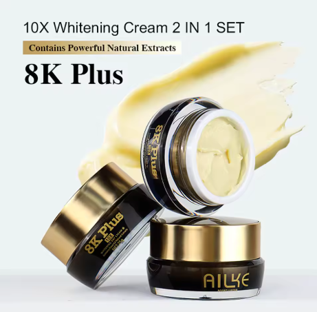 AILKE pemutih krim wajah, mengurangi noda hitam, kerutan, dan melanin, meratakan warna kulit, mengandung kolagen dan glutathione, cocok untuk semua jenis kulit.