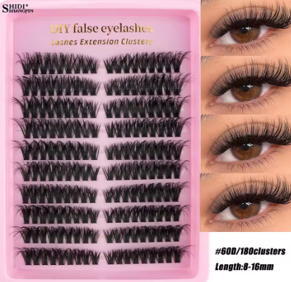 Bulu mata palsu bulu mink 8–16mm DIY 3D, tipis, fluffy, natural, lembut, tiruan bulu mata untuk ekstensi, single lash (bulu mata satu per satu).