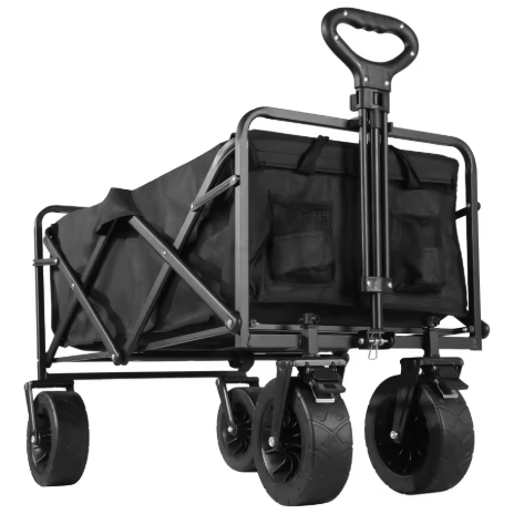 Kereta Dorong Lipat Berat dengan Kapasitas Beban Tinggi, Cocok untuk Taman Outdoor, Pantai, Berkemah, dll., Dilengkapi dengan Tempat Gelas