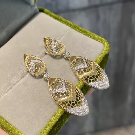 Aazuo Perhiasan Vintage Anting Tetes Mewah Berlian Alami Emas 18K untuk Wanita Hadiah Pesta Pernikahan Elegan Au750