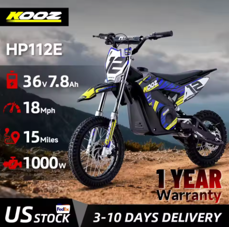 KOOZ HP112E 36V 1000W Sepeda Motor Listrik Off-Road Anak, 3 Mode Kecepatan, Kecepatan Maksimum 18 mph, Jarak Tempuh hingga 15 Mil