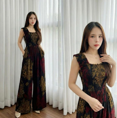 Jumsuit LD 125cm paha 90cm bahan rayon celana kulot rayon - Jmt01
