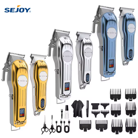 Set Alat Cukur Rambut Profesional Sejoy, mesin cukur listrik nirkabel untuk pria yang dapat diisi ulang, khusus untuk tukang cukur/profesional.