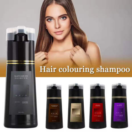 Nova Sampo Pewarna Rambut 3-in-1, pewarna hitam alami cepat, praktis dengan kondisioner, cocok untuk pria dan wanita, tahan lama menutupi uban J8S3